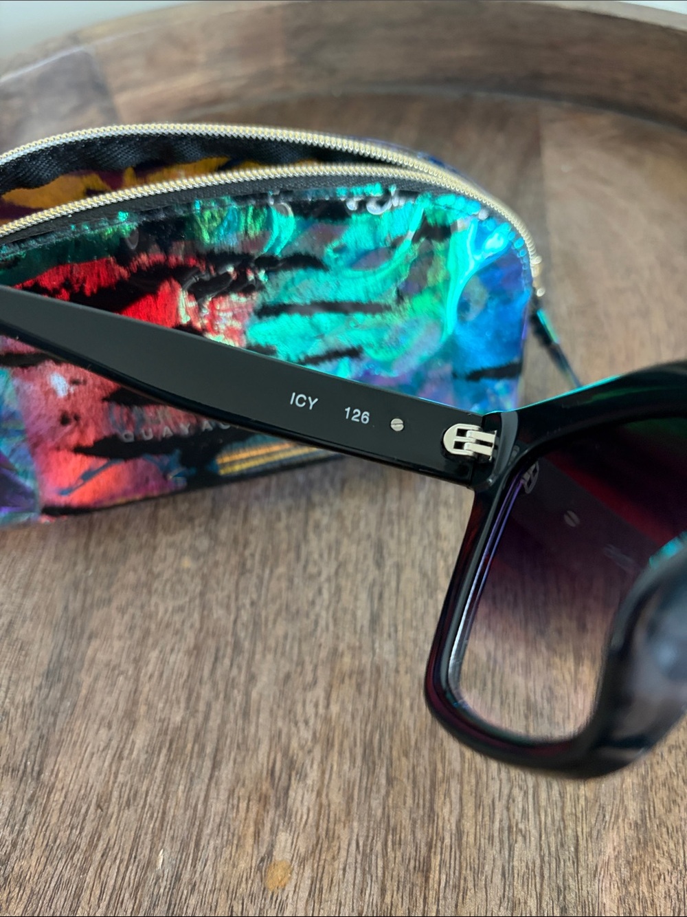 Quay Australia Black Crystal-Stud Square Sunglasses with Iridescent Pouch - Picture 7 of 13